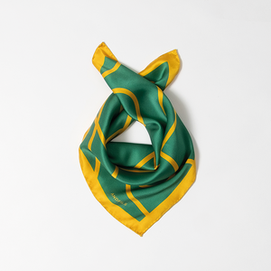 silk scarf couture in green and gold color
